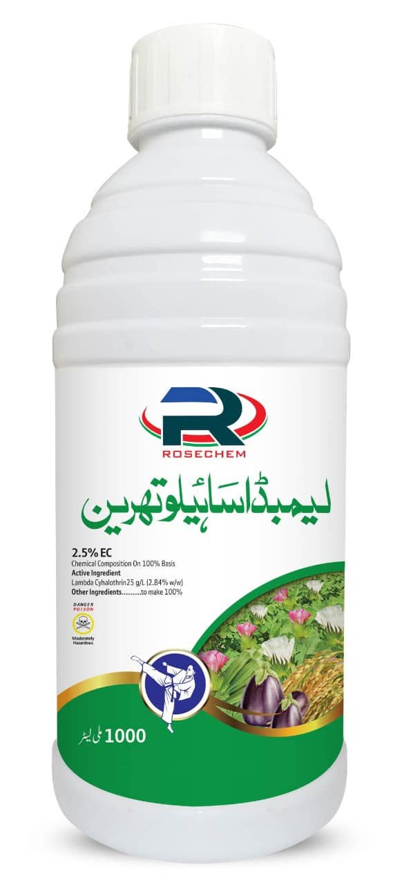 ROSECHEM Lambda Cyhalothrin 2.5% EC insecticide bottle, 1000 ml